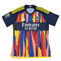 Colorful sports jersey with brand logos