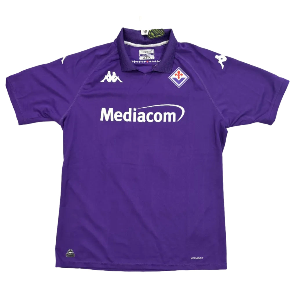 Purple sports jersey with visible branding on a round table