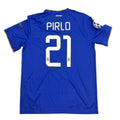 Blue sports jersey with 'PIRLO' and number '21' on a white background